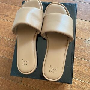 a new day Tan Wide-Strap Slide Sandals